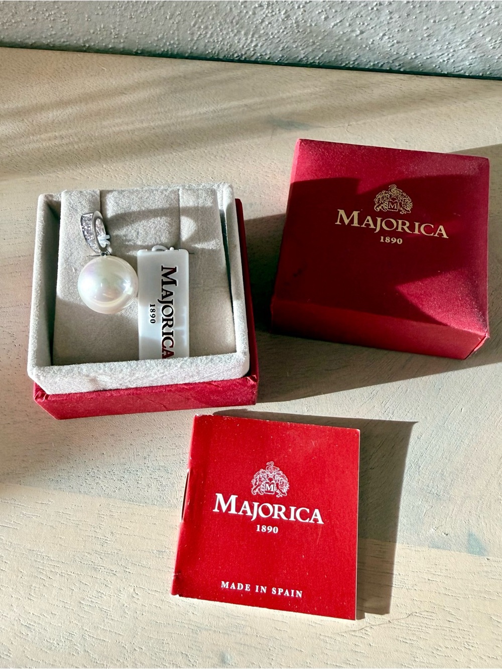 Majorica White Pearl Necklace Pendant with Silver Bail